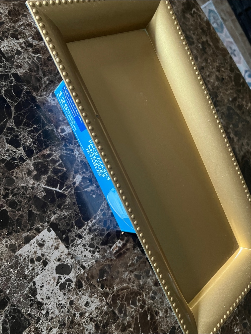 Gold Decorative Tray with Beaded Edge